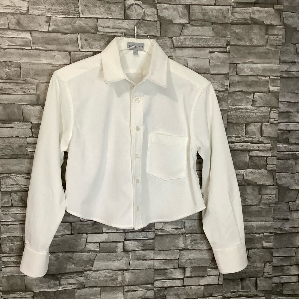 Black Iris  Button-up Top in White  (W334)